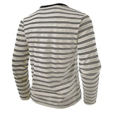 WIAOFELLAS  -  New Men's Henley Collar Long Sleeve T-Shirts Striped Casual Button T Shirt for Men Spring Autumn Male Fashion Cotton Tees Tops