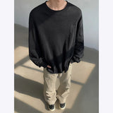 WIAOFELLAS  -  Spring Cotton Long Sleeved T-shirt Men Black White Casual T Shirt Men Streetwear Korean Loose Round Neck T Shirt Mens Top M-3XL