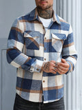 Wiaofellas  -  Daily Leisure Mens Turn-down Jackets Fall Vintage Plaid Woolen Jacket Men Loose Button Coat Fashionable Streetwear
