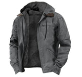WIAOFELLAS  -  Winter New Men Casual Jackets Hooded Zipper Pocket Fashion Solid Color Fleece Warm Outerwear Male Outdoor Hooded Hoodie Coats