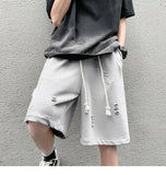 WIAOFELLAS  -  High Street Ripped Men Summer Retro Sports Cropped Pants