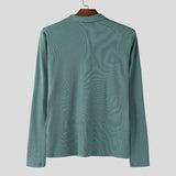 WIAOFELLAS  -  Men Shirt Solid Color Lapel Long Sleeve Zipper Casual Men Clothing Streetwear Knitted Fashion Unisex Shirts S-3XL
