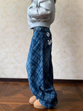 WIAOFELLAS  -  American Retro Waed Patchwork Knife  Denim Jeans High Waist Straight Leg Casual Pants for Men And Women Summer Streetwear