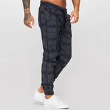 Wiaofellas  -  New Casual Mens Plaid Printed Pants Spring Autumn Fashion Drawstring Lace-up Pants Sports Fitness Men Running Jogging Pants