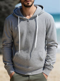 Wiaofellas  -  Zip Up Gray Hoodie Man Autumn Winter Men's Long Sleeve Zipper Hooded Sweatshirt Fashion Male Outfit Sportwear Loose Work Clothes