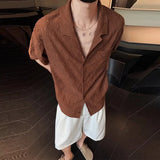 WIAOFELLAS  -  Summer Men's Clothing Light Luxury Jacquarded Suit Collar Shirts Streetwear Button-down Short Sleeve Retro Leisure Fashion M-3XL