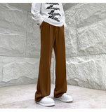 WIAOFELLAS  -  Brown Suit Pants Men Fashion Society Mens Black Dress Pants Korean Loose Straight Flared Pants Mens Office Formal Trousers M-2XL