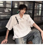 WIAOFELLAS  -  Men's Denim Shorts Back Letter Embroidery American Style Washing Straight Contrast Color Wide Leg Male Jeans Summer