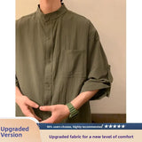 Wiaofellas  -  New Chinese Style Cotton Linen Short Sleeve Shirt Men Casual Summer Vintage Loose Fit Breathable Comfortable Skin-Friendly