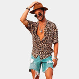 WIAOFELLAS  -  New Leopard Print Men's Trend Shirt Blouse