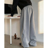 WIAOFELLAS  -  Fleece Thickened Men Sweatpants Drawstring Solid Color Pleated Design Elastic Waist Straight Leg Male Bottom Spring