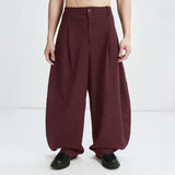 Wiaofellas  -  Men Striped Pants Button Loose Joggers Casual Wide Leg Trousers Men Streetwear Baggy Fashion Leisure Long Pants Men