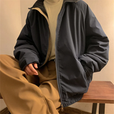 WIAOFELLAS  -  Vintage Stand Collar Winter Jacket Men Loose Fashion Solid Color Casual Cargo Coat Male Zipper Pocket Cotton Outerwear
