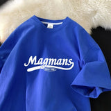 WIAOFELLAS  -  New Summer Cotton Short-sleeved Shirt Men Women Loose Versatile Fashion English Printing Trend Round Neck Half-sleeved Aesthetic