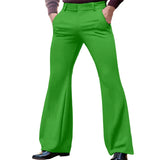 Wiaofellas  -  Men Flare Dress Pants Solid Color Button-down Casual Slightly Flared Trousers Luxury Premium British Elegant Straight Pant S-3XL