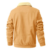 Wiaofellas  -  Male Casual Jacket With Fleece Collar And Washed Jacket Teen Fleece Jacket Mens Fleece Zip up Vest