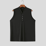 WIAOFELLAS  -  Men Tank Tops Solid Color V Neck Sleeveless Button Summer Male Vests Streetwear Knitted Fashion Casual Men Clothing