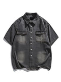 Wiaofellas  -  Harajuku Subculture Short Sleeve T Shirt Men Street Fashion Casual Loose vintage Tops Daily Outfits Men Trendy  Coats New