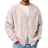 WIAOFELLAS  -  New Men's Casual Long Sleeve Sweater Cardigan V-neck Loose Top Autumn Winter Fashion Versatile Jacket For Male Knitted Coats