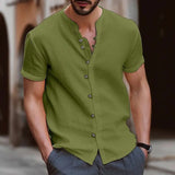 WIAOFELLAS  -  New summer fashion men's retro button casual short-sleeved shirt
