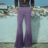 WIAOFELLAS  -  Men Pants Solid Color Button Pleated Casual Trousers Men Streetwear Loose Joggers Personality Fashion Male Flare Pants