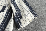 WIAOFELLAS  -  Personality abstract pattern pattern trend short-sleeved shirt men's American trend thin seersucker shirt