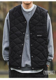 WIAOFELLAS  -  Cotton-layered Fashionable Vest Men with Autumn Winter Simple Casual Light Heated Inner Vest Cardigan Work Vest Top Aesthetic
