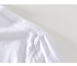 WIAOFELLAS  -  Cotton and linen top men's casual shirt Korean version slim fit solid color stand up collar pullover cotton and linen shirt men
