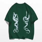WIAOFELLAS  -  Men's Casual T-Shirt Fashionable Trendy Hip-Hop High Street Y2k Retro Snake Pattern Loose Cotton Top Spring And Summer