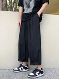 Wiaofellas  -  Loose Straight Leg Casual Pants Men's Autumn Faion Brand INS Trendy Nine Points Loose Wide Leg Pants Harajuku Sle Streetwear