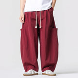 Wiaofellas  -  Oversized Men Wide Leg Pants Elastic Waist Joggers Trousers Male Casual Harem Pants Baggy Fashion Men Sweatpants Large Size 5XL