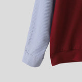 WIAOFELLAS  -  Men Shirt Striped Patchwork Lapel Long Sleeve Casual Men Clothing Streetwear Korean Style Fashion Tops Male Shirts S-5XL