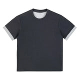 Wiaofellas  -  Men's Contrast Trim Crew Neck Short Sleeve T-Shirt Casual Loose Basic Top