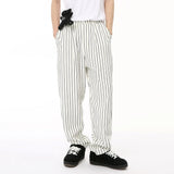 Wiaofellas  -  Men's Wear Spring Autumn Korean Style Contrast Color Vertical Striped Casual Long Pants Trendy Streetwear Pocket Pants