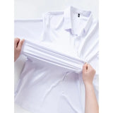 WIAOFELLAS  -  Fashionable High-elastic Men's Solid Color Shirt Long-sleeved Anti-wrinkle No-iron Casual Loose Button Patchwork Cardigan Top