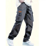 WIAOFELLAS  -  Casual Cargo Pants with Dstring And kets Workwear Sle Loose Fit High Waist Men's  Color Utili Trousers