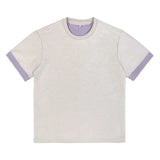 Wiaofellas  -  Men's Contrast Trim Crew Neck Short Sleeve T-Shirt Casual Loose Basic Top