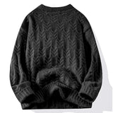 WIAOFELLAS  -  Round Neck Sweater Ribbed Neckline Not Easy Deform Thick Warm Fashion Trend Crisp Shape High Thin Quality Fabric Comfortable