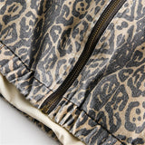 WIAOFELLAS  -  Retro Leopard Jacket Men Streetwear Patchwork Washed Jacket Coat Men Hip Hop Y2K Oversized Harajuku Stand Collar Unisex Jackets