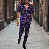 WIAOFELLAS  -  Short Sleeve Shirt Button Tops+Trousers Men 2Pcs Set Suit 3D Chic Harajuku Vintage Printing Summer Hawaii Beach Cardigan Outfits