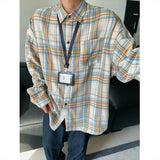 Wiaofellas  -  New Arrival Mens Plaid Shirt Long Sleeve Casual Shirts Dress Shirt Classic Shirts Tops Blouse Male Clothes Outerwear