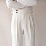 Wiaofellas  -  Spring Men Naples Slim-fit Dress Pants Light Luxury Casual Italy Retro Premium Elegant Business Leisure Check Suit Trousers