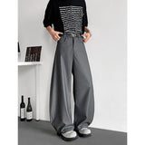 WIAOFELLAS  -  Grey Suit Pants Men Oversized Society Mens Black Dress Pants Korean Casual Wide Leg Pants Mens Office Formal Trousers M-3XL