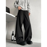 WIAOFELLAS  -  Grey Black Suit Pants Men Fashion Society Mens Dress Pants Korean Loose Casual Wide Leg Pants Mens Office Formal Trousers