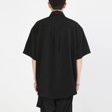 WIAOFELLAS  -  Summer New Men's Solid Color Short-Sleeve Shirt American Retro Fashion Trendy High Street Loose Casual Simple Men's Top