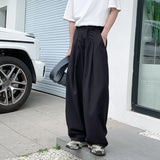 WIAOFELLAS  -  Oversized Black Suit Pants Men Fashion Social Mens Dress Pants Korean Loose Wide Leg Pants Mens Office Formal Trousers M-3XL