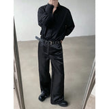 Wiaofellas  -  New Trendy Men's Casual Solid Color Pants Summer Streetwear Straight Wide Leg Trousers Male Korean Style