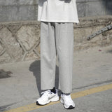 Wiaofellas  -  Summer Thin Sport Pants for Men Casual Loose Straight Leg Wide Leg Nine Points Sweat Pants Youthful Vitali Sle Basic Color