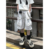 Wiaofellas  -  Summer Washed Distressed Workwear Shorts Men's Trendy Street Style Loose Wide Leg Big Pocket Seven-Foot Pants Casual Trousers