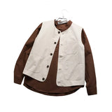 WIAOFELLAS  -  Men's Japanese Casual Vest, Retro Workwear Style, 100% Cotton Pocket Detail, Loose Fit for Outdoor and Cafe Work